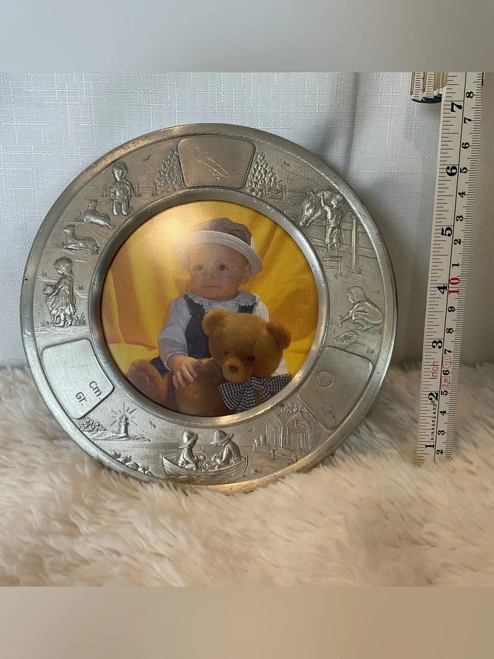 Round Silver Decorative Baby-Themed Picture Frame